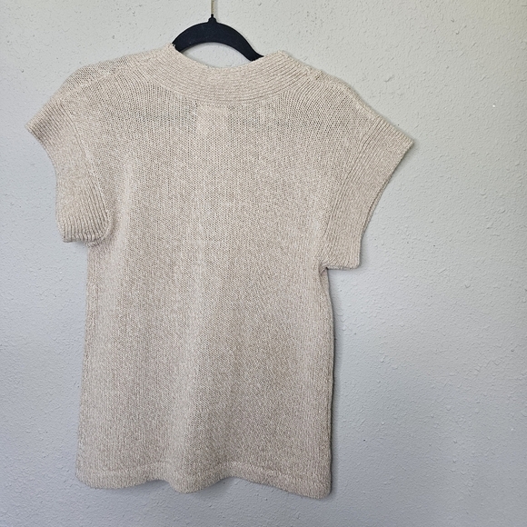 Bobbie Brooks Cardigan Womens Small 6 Beige Tan Knit Button Short Sleeve Fall‎ - Picture 7 of 9
